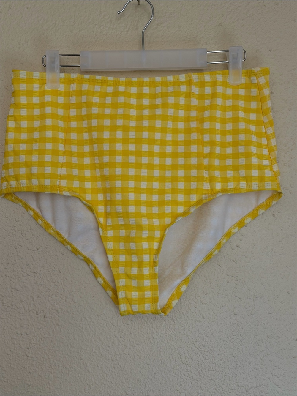 NWOT | Kona Sol Yellow Gingham High-Rise Bikini Bottoms - Size L - Picture 2 of 4